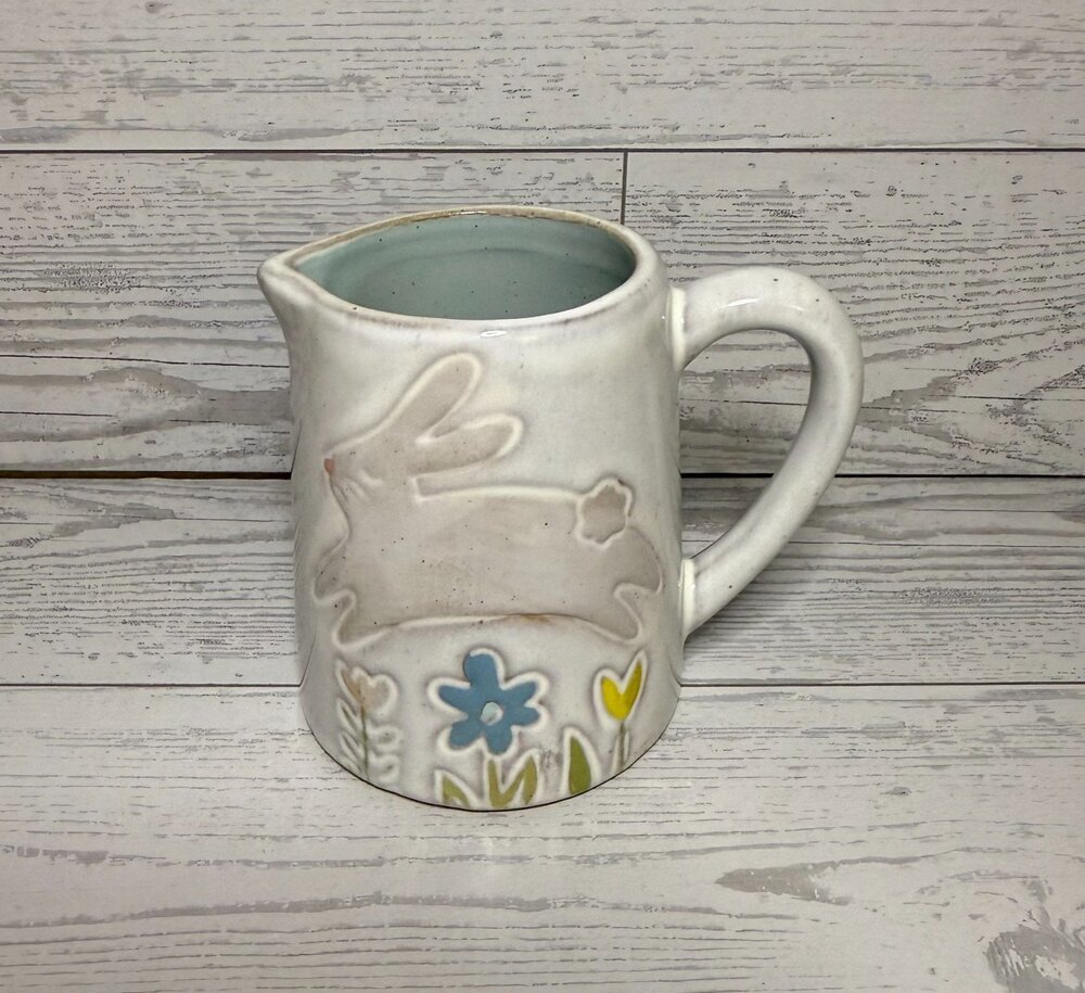 Mud Pie Bud Vase Pitcher with Bunny and Flowers